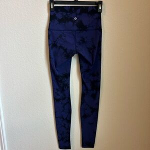 Lululemon Wunder Under Tie dye Shibori Hi-rise Emporer Blue Black Leggings 4 28”